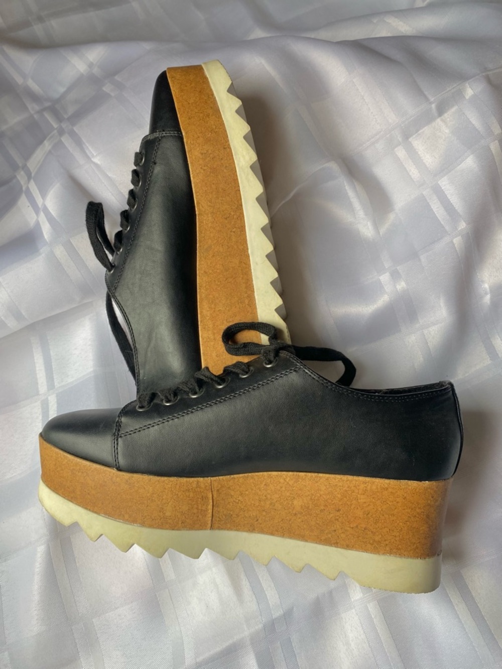 Mossimo Black Platform Lace-Up Shoes with Cork-Style Midsole